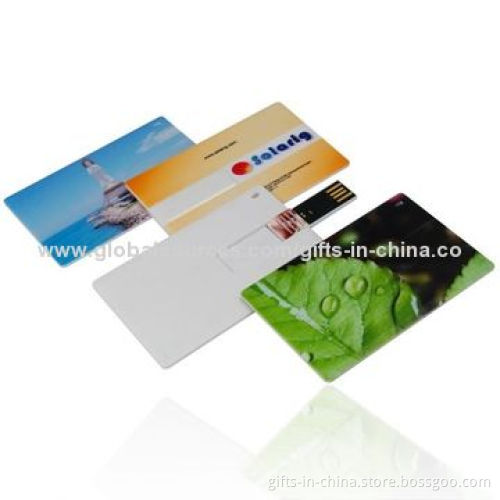Promotional Credit Card USB Flash Drives with High-printing Quality, 64MB to 16GB Memory Capacity